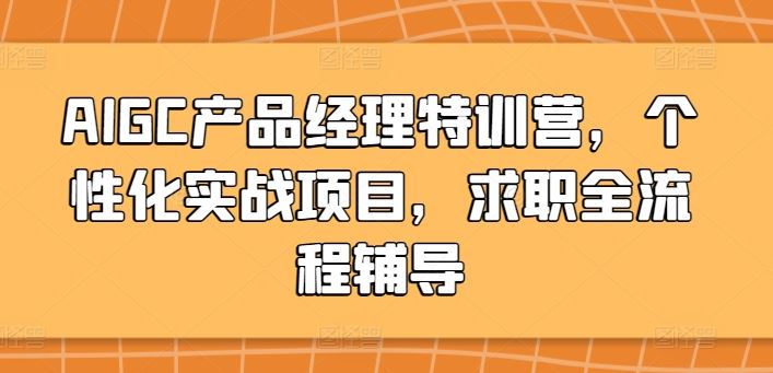 AIGC产品经理特训营，个性化实战项目，求职全流程辅导-玖哥网创