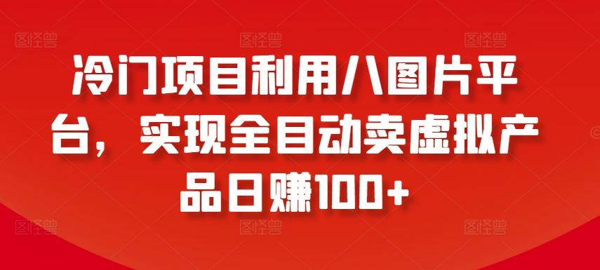 冷门项目利用八图片平台，实现全目动卖虚拟产品日赚100+【揭秘】-玖哥网创