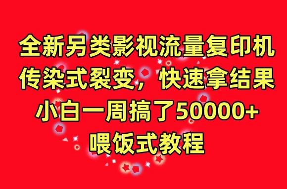 全新另类影视流量复印机，传染式裂变，快速拿结果，小白一周搞了50000+，喂饭式教程【揭秘】-玖哥网创