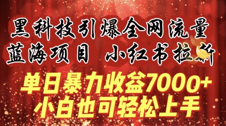 蓝海项目!黑科技引爆全网流量小红书拉新，单日暴力收益7000+，小白也能轻松上手【揭秘】-玖哥网创