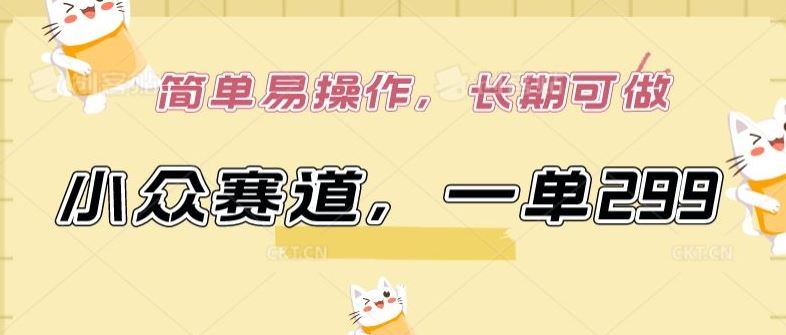 小众赛道，一单299.简单易操作，长期可做【揭秘】-玖哥网创