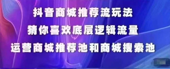 抖音商城运营课程，猜你喜欢入池商城搜索商城推荐人群标签覆盖-玖哥网创