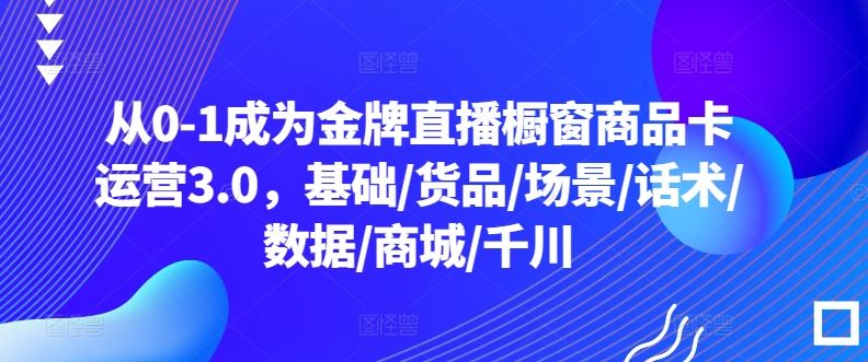 从0-1成为金牌直播橱窗商品卡运营3.0，基础/货品/场景/话术/数据/商城/千川-玖哥网创