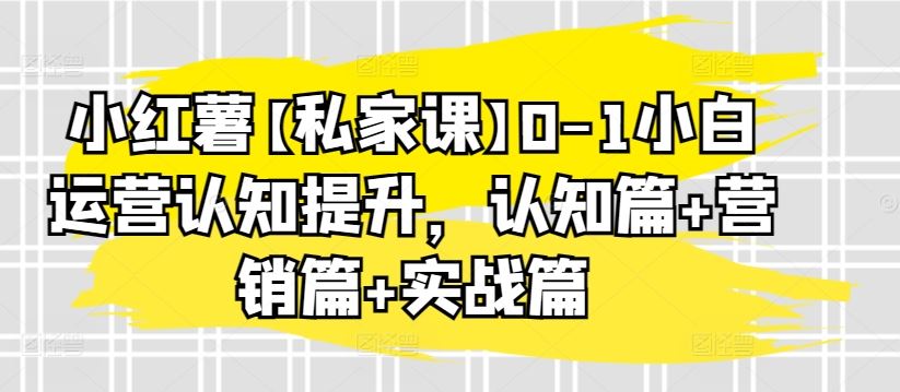 小红薯【私家课】0-1小白运营认知提升，认知篇+营销篇+实战篇-玖哥网创