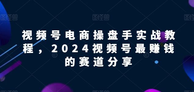 视频号电商实战教程，2024视频号最赚钱的赛道分享-玖哥网创