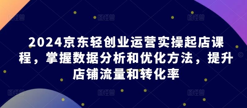 2024京东轻创业运营实操起店课程，掌握数据分析和优化方法，提升店铺流量和转化率-玖哥网创