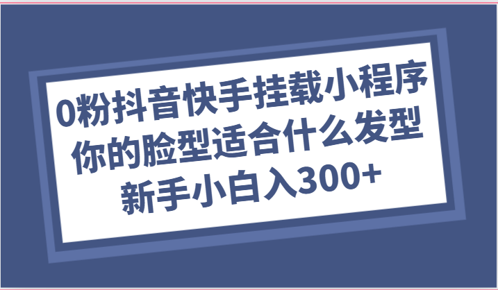 0粉抖音快手挂载小程序，你的脸型适合什么发型玩法，新手小白日入300+-玖哥网创