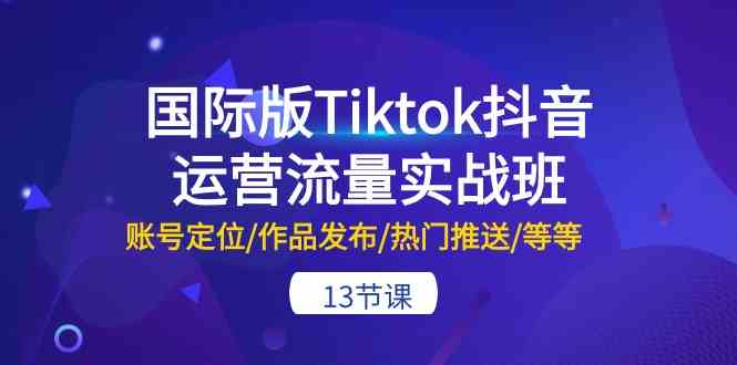 国际版Tiktok抖音运营流量实战班：账号定位/作品发布/热门推送/等等（13节）-玖哥网创