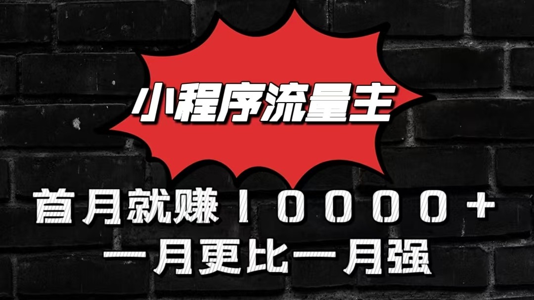 小程序流量主首月就赚10000+，一月更比一月强！小本创业首选-玖哥网创