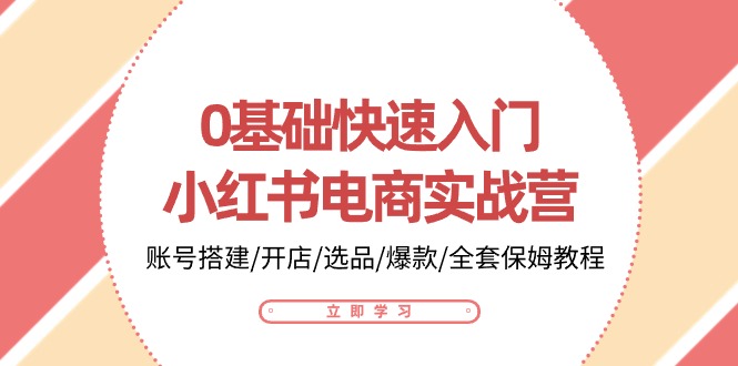 0基础快速入门小红书电商实战营：账号搭建/开店/选品/爆款/全套保姆教程-玖哥网创