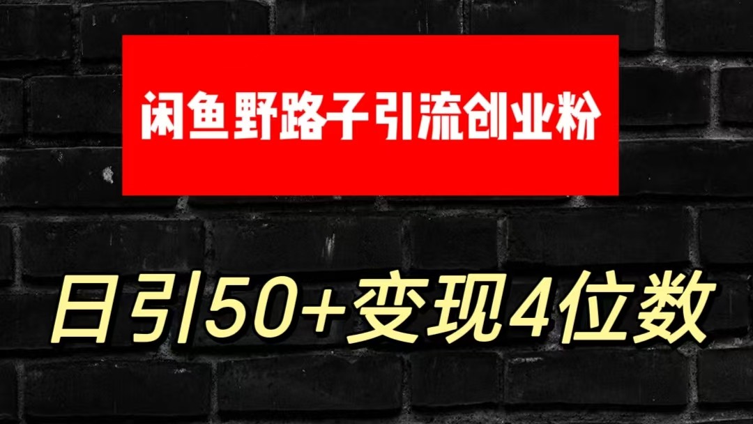 大眼闲鱼野路子引流创业粉，日引50+单日变现四位数-玖哥网创