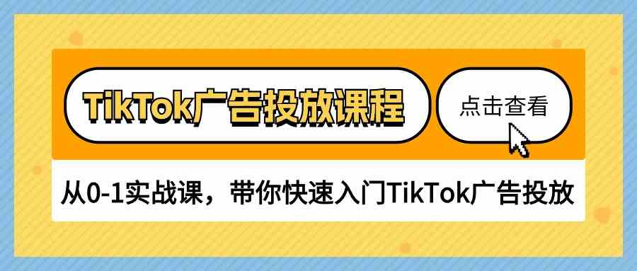 TikTok广告投放课程，从0-1实战课，带你快速入门TikTok广告投放（30节课）-玖哥网创