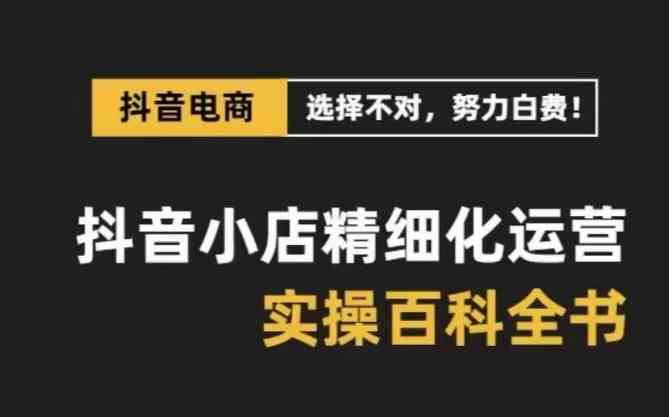 抖音小店精细化运营百科全书，保姆级运营实战讲解（更新）-玖哥网创