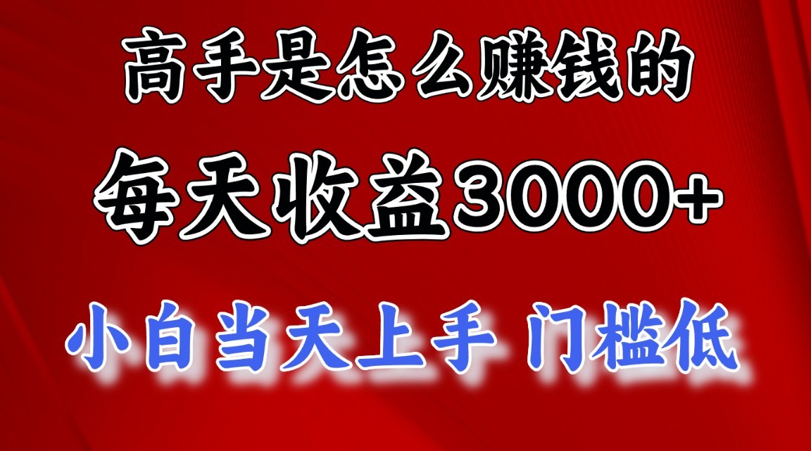 高手是怎么赚钱的，一天收益3000+，闷声发财项目，不是一般人能看懂的-玖哥网创