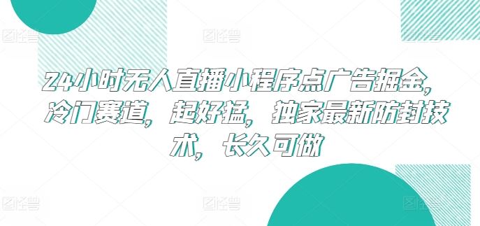 24小时无人直播小程序点广告掘金，冷门赛道，起好猛，独家最新防封技术，长久可做【揭秘】-玖哥网创