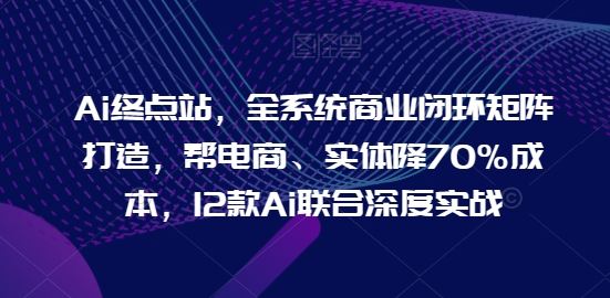 Ai终点站，全系统商业闭环矩阵打造，帮电商、实体降70%成本，12款Ai联合深度实战-玖哥网创