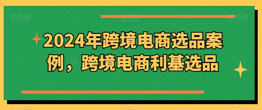 2024年跨境电商选品案例，跨境电商利基选品-玖哥网创