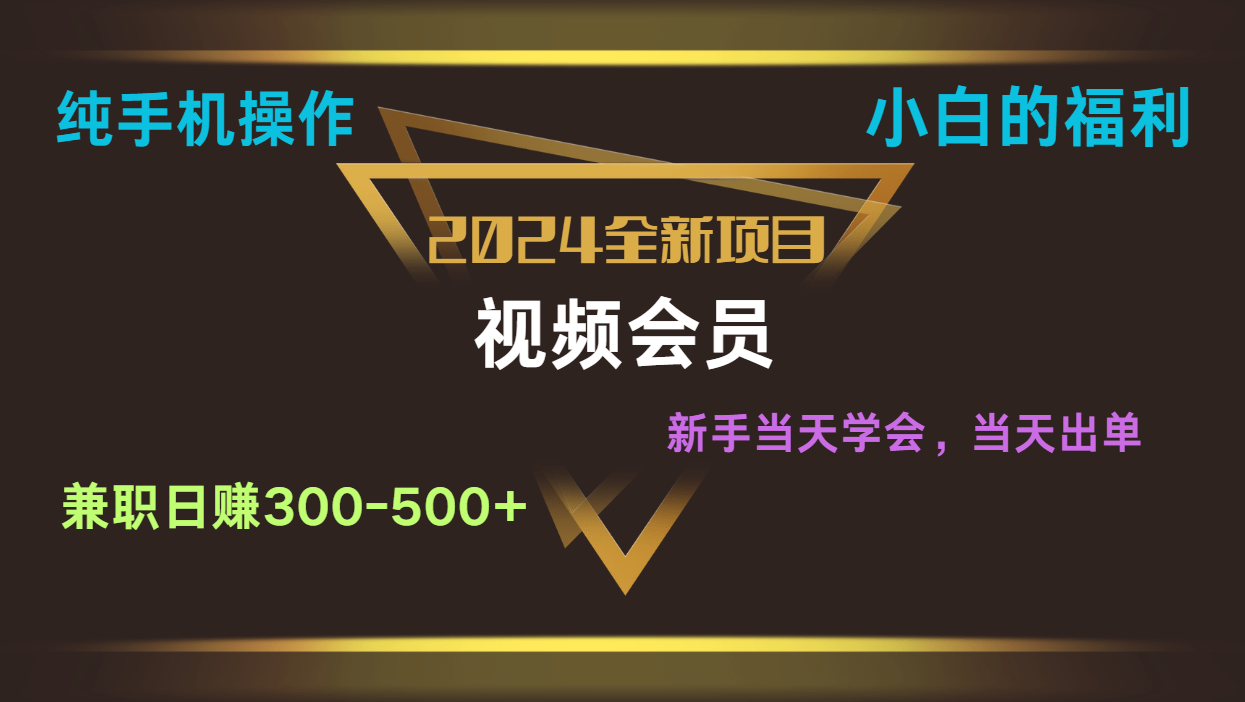 影视会员兼职日入500-800，纯手机操作当天上手当天出单 小白福利-玖哥网创