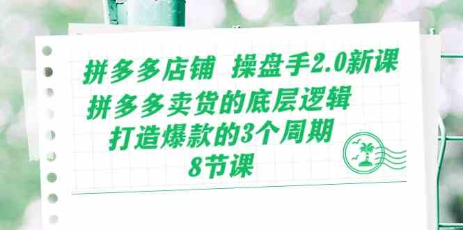 拼多多店铺操盘手2.0新课，拼多多卖货的底层逻辑，打造爆款的3个周期（8节）-玖哥网创