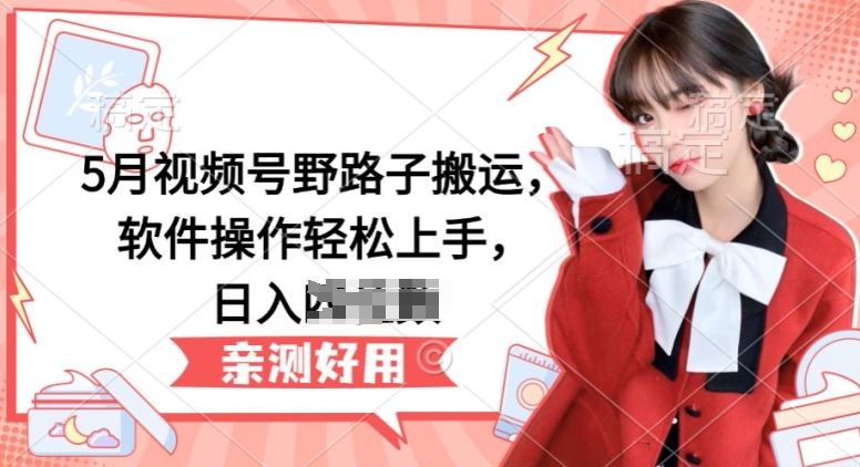 5月视频号野路子搬运，软件操作轻松上手，日入三位数【揭秘】-玖哥网创