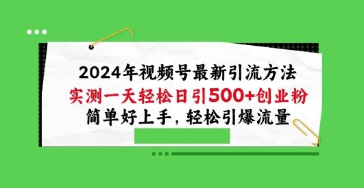 2024年视频号最新引流方法，实测一天轻松日引100+创业粉，简单好上手，轻松引爆流量【揭秘】-玖哥网创