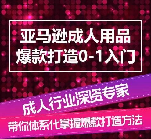 亚马逊成人用品爆款打造0-1入门，系统化讲解亚马逊成人用品爆款打造的流程-玖哥网创