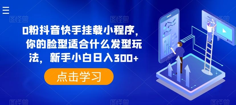 0粉抖音快手挂载小程序，你的脸型适合什么发型玩法，新手小白日入300+【揭秘】-玖哥网创
