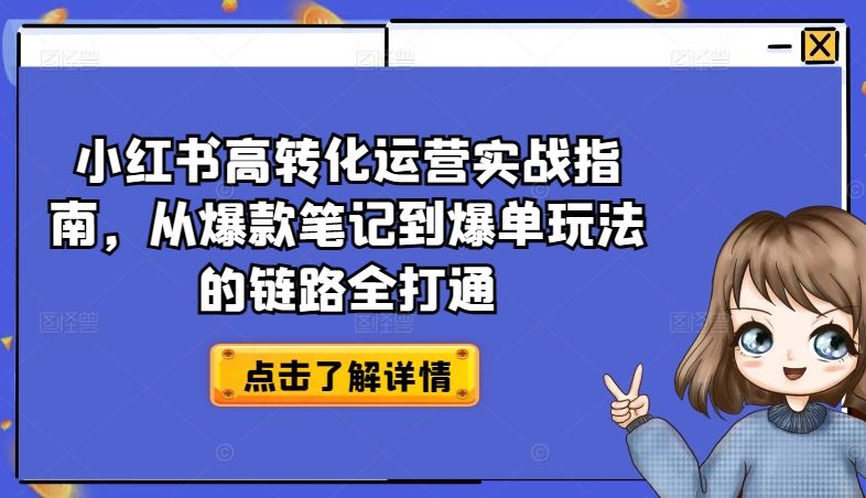 小红书高转化运营实战指南，从爆款笔记到爆单玩法的链路全打通-玖哥网创