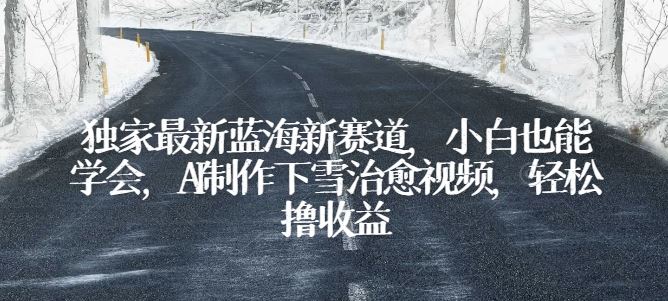 独家最新蓝海新赛道，小白也能学会，AI制作下雪治愈视频，轻松撸收益【揭秘】-玖哥网创