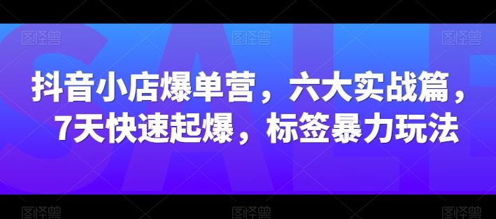 抖音小店爆单营，六大实战篇，7天快速起爆，标签暴力玩法-玖哥网创