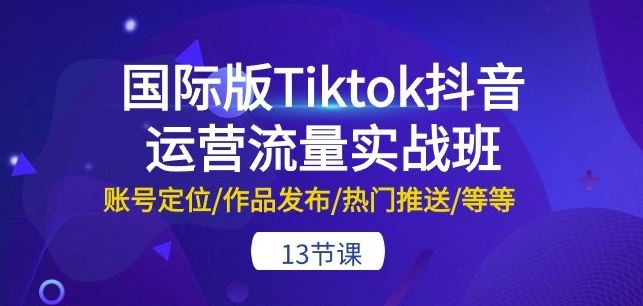 国际版Tiktok抖音运营流量实战班：账号定位/作品发布/热门推送/等等-13节-玖哥网创