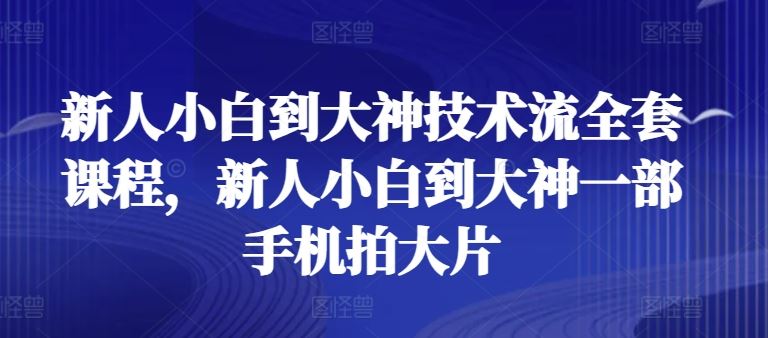 新人小白到大神技术流全套课程，新人小白到大神一部手机拍大片-玖哥网创