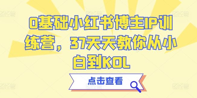 0基础小红书博主IP训练营，37天天教你从小白到KOL-玖哥网创