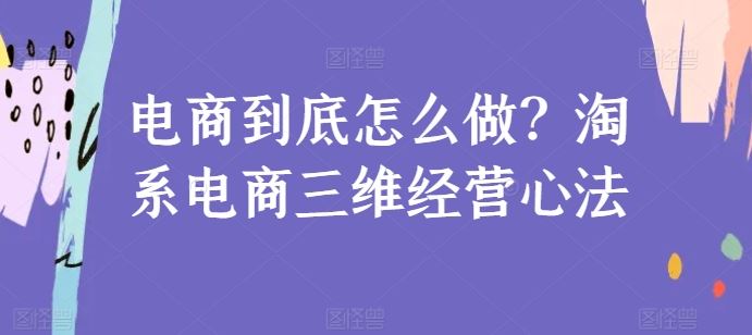 电商到底怎么做？淘系电商三维经营心法-玖哥网创