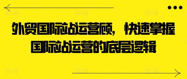 外贸国际站运营顾问，快速掌握国际站运营的底层逻辑-玖哥网创