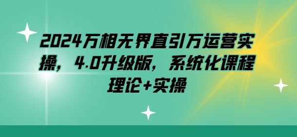 2024万相无界直引万运营实操，4.0升级版，系统化课程 理论+实操-玖哥网创