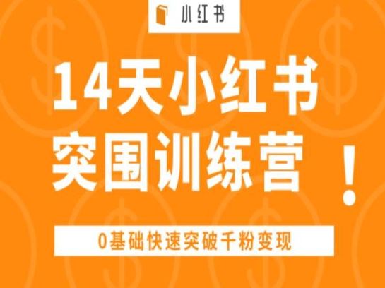 14天小红书突围训练营 ，0基础快速突破千粉变现-玖哥网创