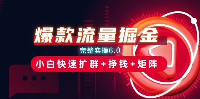 爆款流量掘金_完整实操6.0_小白快速扩群+挣钱+矩阵思路【揭秘】-玖哥网创