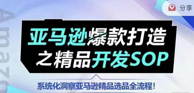 【训练营】亚马逊爆款打造之精品开发SOP，系统化洞察亚马逊精品选品全流程-玖哥网创