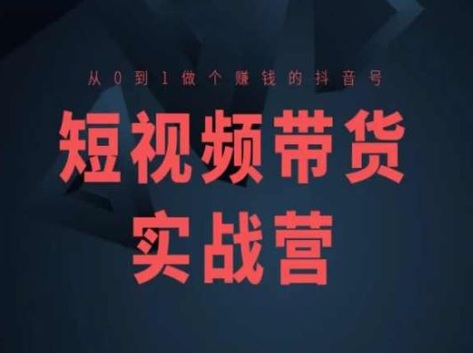 短视频带货实战营(高阶课)，从0到1做个赚钱的抖音号-玖哥网创