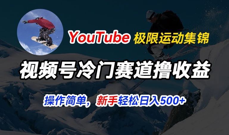 视频号冷门赛道撸收益，YouTube搬运极限运动集锦，暴力起号，操作简单流量高，轻松日入5张【揭秘】-玖哥网创