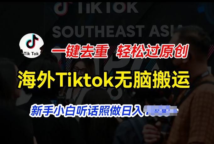 海外Tiktok短视频无脑搬运，一键去重轻松过原创，新手小白听话照做日入几张【揭秘】-玖哥网创