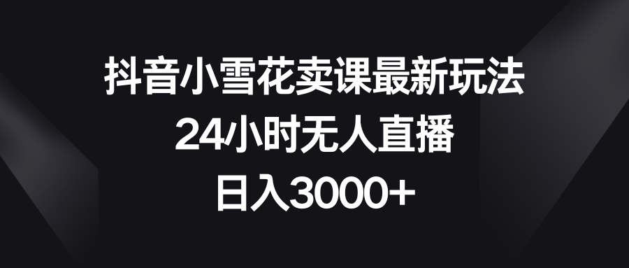 （8322期）抖音小雪花卖课最新玩法，24小时无人直播，日入3000+-玖哥网创