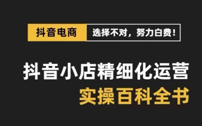 （8380期）抖音小店 精细化运营-百科全书，保姆级运营实战讲解（28节课）-玖哥网创