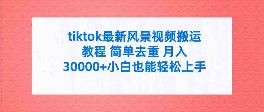 （9804期）tiktok最新风景视频搬运教程 简单去重 月入30000+附全套工具-玖哥网创