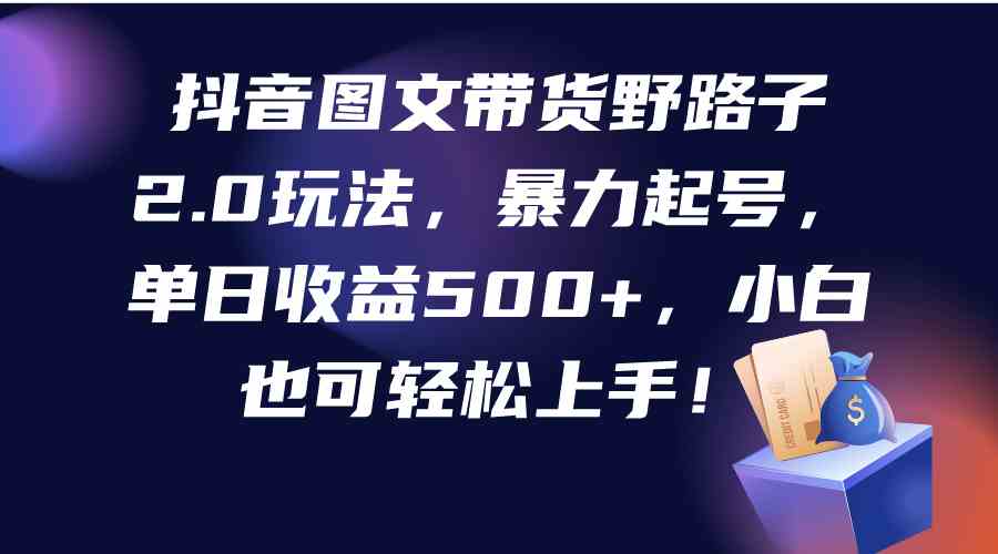 （9790期）抖音图文带货野路子2.0玩法，暴力起号，单日收益500+，小白也可轻松上手！-玖哥网创