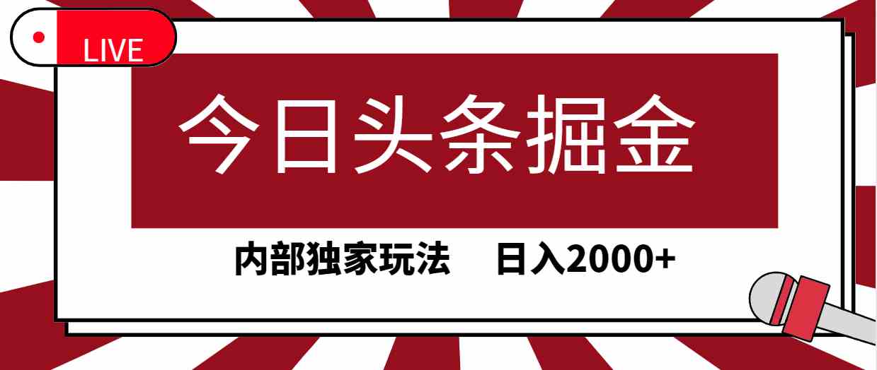 （9832期）今日头条掘金，30秒一篇文章，内部独家玩法，日入2000+-玖哥网创