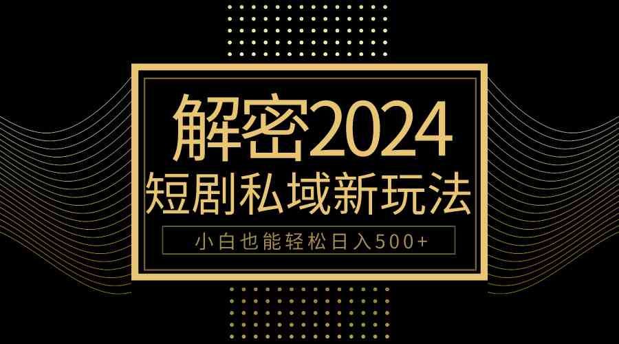 （9951期）10分钟教会你2024玩转短剧私域变现，小白也能轻松日入500+-玖哥网创