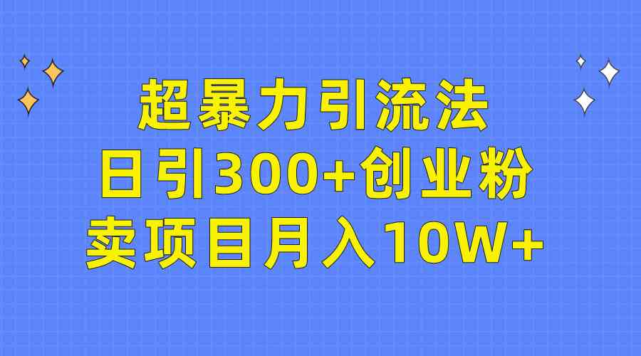 （9954期）超暴力引流法，日引300+创业粉，卖项目月入10W+-玖哥网创