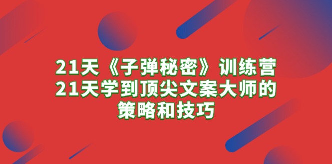 （10210期）21天《子弹秘密》训练营，21天学到顶尖文案大师的策略和技巧-玖哥网创